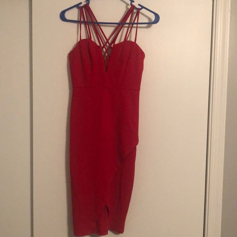 Strappy Bodycon Red Cocktail Dress (XS) by CR